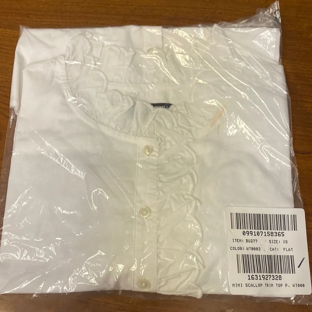 J Crew Ruffle-trim button-up shirt in cotton poplin BU277